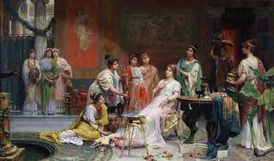 Toilette of a Roman Lady af Juan Gimenez Martin (1855-1901) af Juan Gimenez y Martin