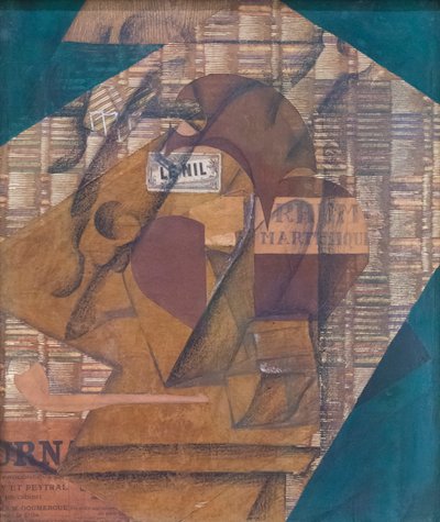 Flaske rom og avis af Juan Gris