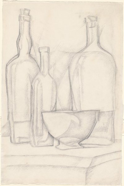 Flasker og skål af Juan Gris