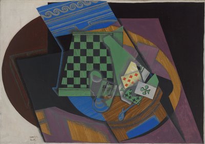 Skaktern og spillekort, 1915 af Juan Gris