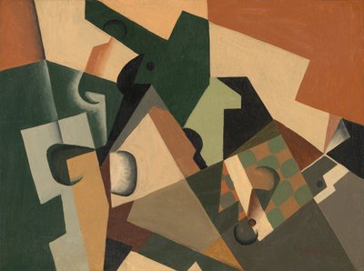 Glas og skakbræt, ca. 1917. af Juan Gris