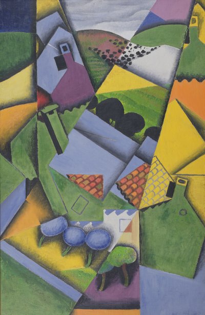 Landskab og huse ved Ceret af Juan Gris