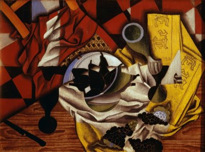 Stilleben med druer og pærer af Juan Gris