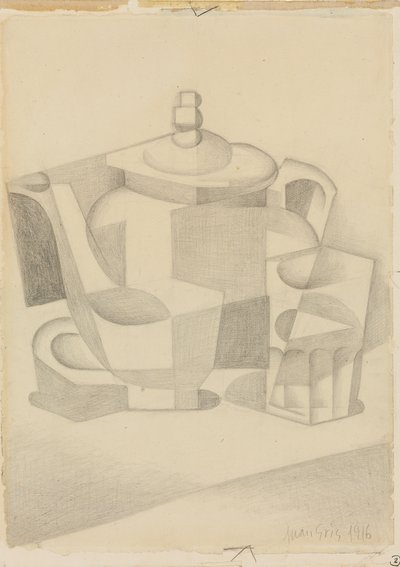 Stilleben med tekande; Nature morte a la theiere, 1916 af Juan Gris