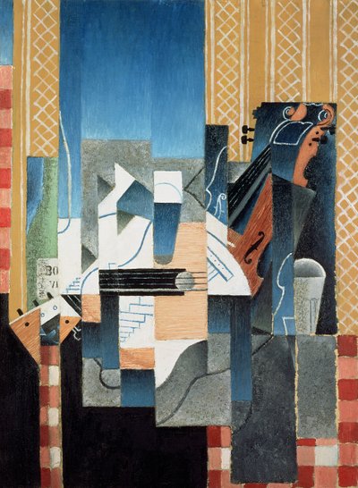 Stilleben med violin og guitar af Juan Gris