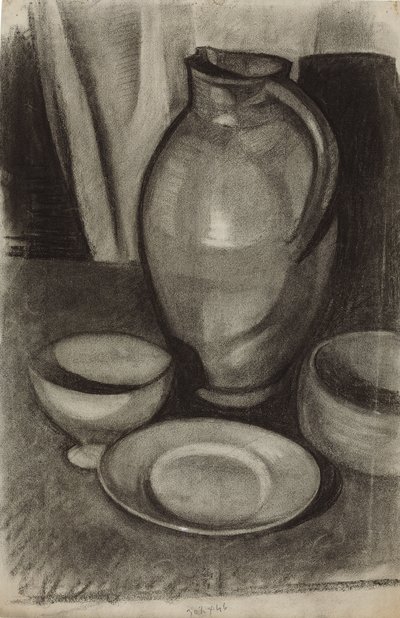 Stilleben med en kande; Nature morte a la cruche, 1910 af Juan Gris