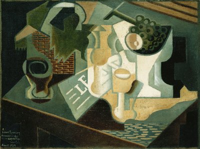 Bordet foran Bygningen; La Table Devant le Battiment, 1919 af Juan Gris