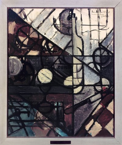 Flasken Bordeaux (olie på lærred, 20. århundrede) af Juan Gris