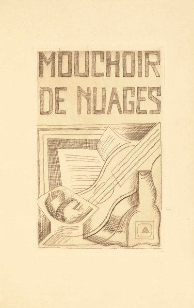 Titelside til Lommetørklæde af Skyer af Tristan Tzara (1896-1963) 1925 af Juan Gris