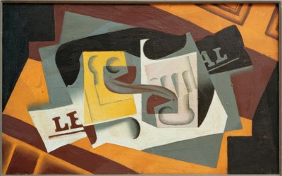 Glas og avis af Juan Gris