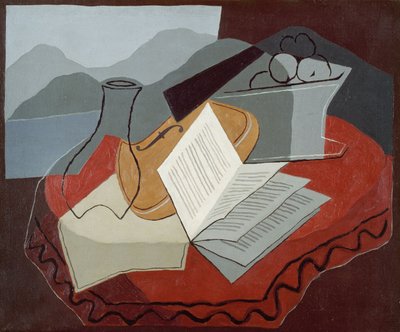 Violin foran et åbent vindue af Juan Gris