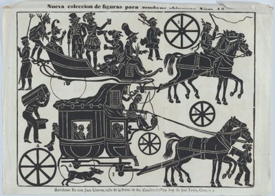 Ark 13 med figurer til kinesiske skyggedukker, 1859. af Juan Llorens