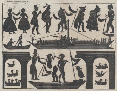 Ark 4 med figurer til kinesiske skyggedukker, ca. 1850-70. af Juan Llorens