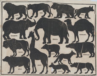 Ark 5 med figurer til kinesiske skyggedukker, ca. 1850-70. af Juan Llorens