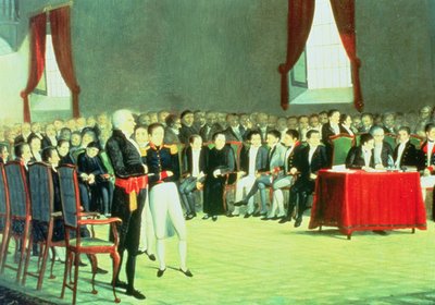 Underskrivelse af uafhængighedsloven den 5. juli 1811 (olie på lærred) af Juan Lovera