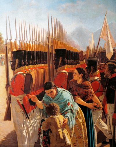 Tropper i Rancagua, detaljer fra maleri af Juan Manuel Blanes med general San Martin, Argentina af Juan Manuel Blanes