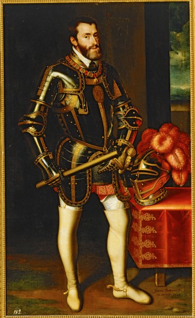 Portræt af kejser Karl V ... (maleri på lærred) af Juan Pantoja de la Cruz