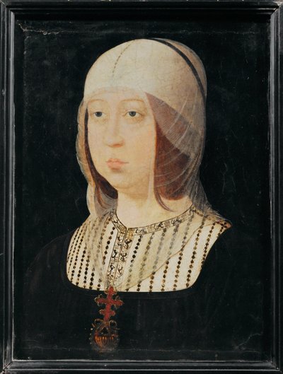 Isabella den katolske af Kastilien, hustru til Ferdinand af Aragonien ... (maleri på træ) af Juan de (attr. to) Flandes