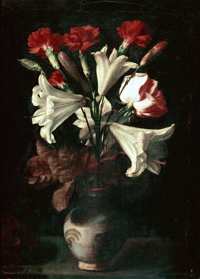 Florero (Liljer og nelliker i en vase) af Juan de (attr. to) Zurbaran