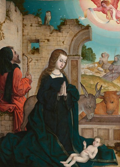 Fødselskirken, ca. 1508-1519 (olie på panel) af Juan de Flandes