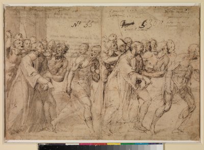 To studier til "Sankt Stephen bliver ført til sit martyrium" (recto), 1556 af Juan de Juanes
