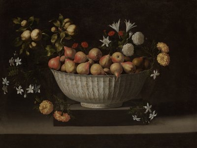 Blomster og frugt i en kinesisk skål af Juan de Zurbaran