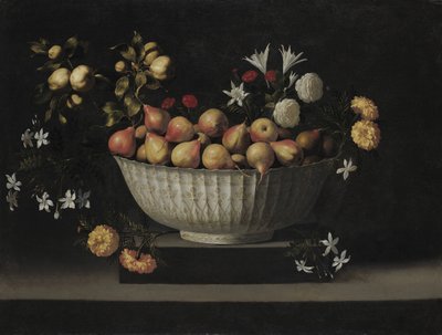 Blomster og frugt i en kinaskål, ca. 1645. af Juan de Zurbaran