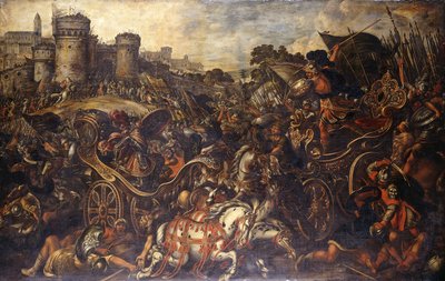 Achilles konfronterer Hector uden for Troy, af Juan de la Corte