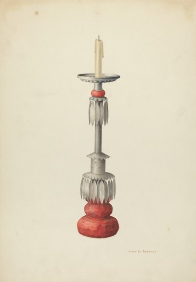 Lysestage en af et par, ca. 1941. af Juanita Donahoo