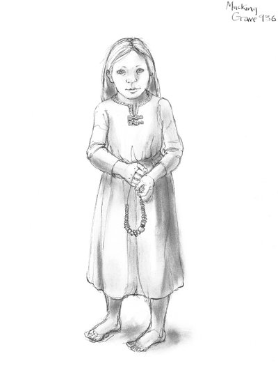 angelsaksisk pige, c5.-10. århundrede, c1990-2010 af Judith Dobie