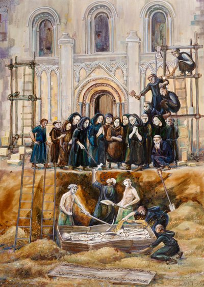 Udgravning af Arthur og Guinivere i Glastonbury Abbey, Somerset, 1193 2010 af Judith Dobie