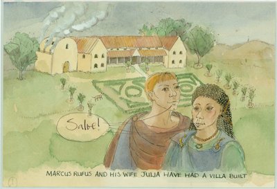 Marcus og Julia, med deres nybyggede villa, 2003. af Judith Dobie