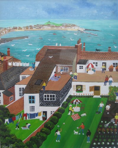 St Ives, Cornwall, 2008 (akryl ombord) af Judy Joel