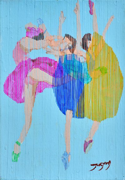 Farverige dansende figurer af Jukyong Park