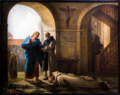 Modtagelse af en fremmed blandt trappisterne af Jules Joseph Dauban