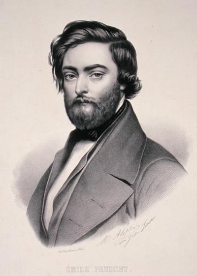 Portræt af Emile Prudent (1817-63) graveret af Marie Alophe (1812-83) (litho) af Jules (after) Laure