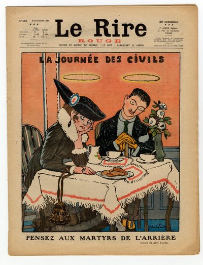Cover af "" Den røde latter", Satirisk i farver af Jules Abel Faivre