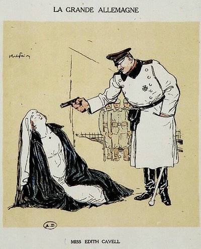 Frøken Edith Cavell henrettet af tyskerne, billede af Abel Faivre (1864-1945). af Jules Abel Faivre