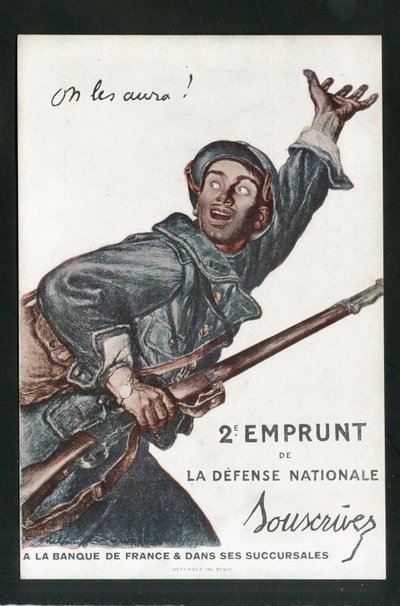 Postkort, satirisk i farver: War of 14 -18, Lån, Patriotiske Rejser - Soldater Illustration af Abel Faivre (1867-1945) af Jules Abel Faivre