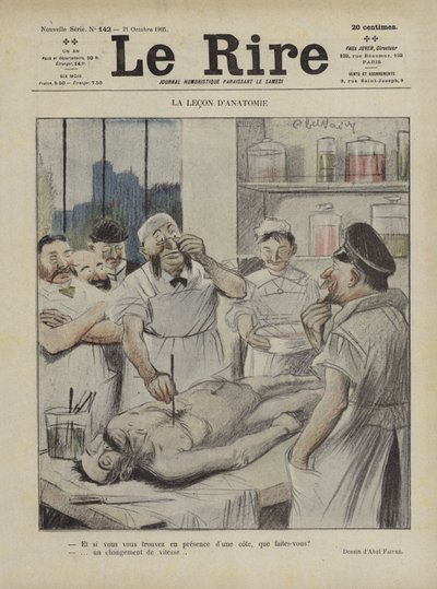Anatomi lektionen. Illustration til Le Rire af Jules Abel Faivre