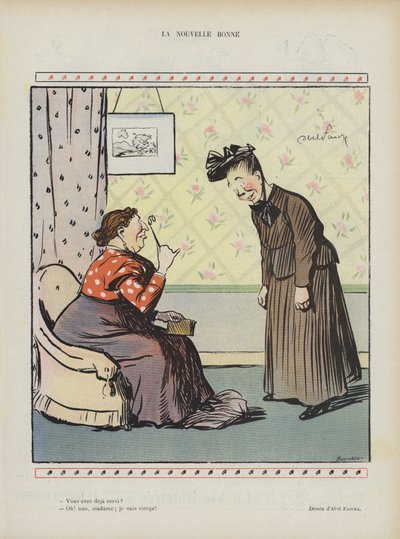 Den nye stuepige. Illustration til Le Rire af Jules Abel Faivre
