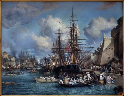 Havnen i Brest (Frankrig) i 1864. Maleri af Jules Noel (1815-1881). Olie på lærred af Jules Achille Noel