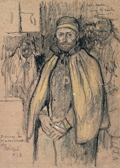 Fanger fra Fort Douaumont (tegning) af Jules Adler