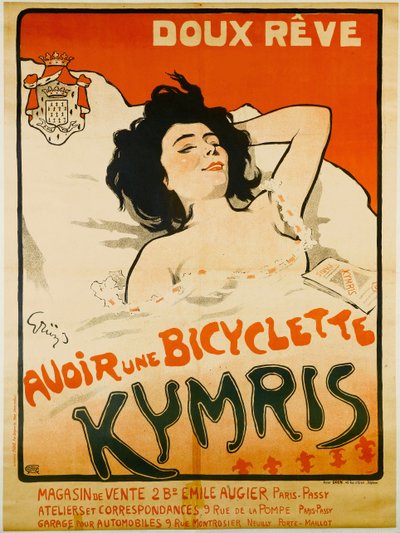 Drøm sødt. Har en Kymris-cykel, ca. 1898. af Jules Alexandre Grün