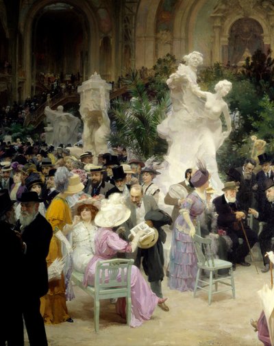 Belle epoque: "" En fredag i Salon des artistes francais""" Mondanites under kunstudstillingen i Grand Palais i Paris. Detalje. Maleri af Jules Alexandre Grun (1868-1934) 1911 Rouen. Museum for Skønne Kunster af Jules Alexandre Gruen or Grun