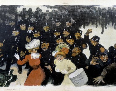 Demonstration omkring 1901- tegning af GR¿N af Jules Alexandre Gruen or Grun