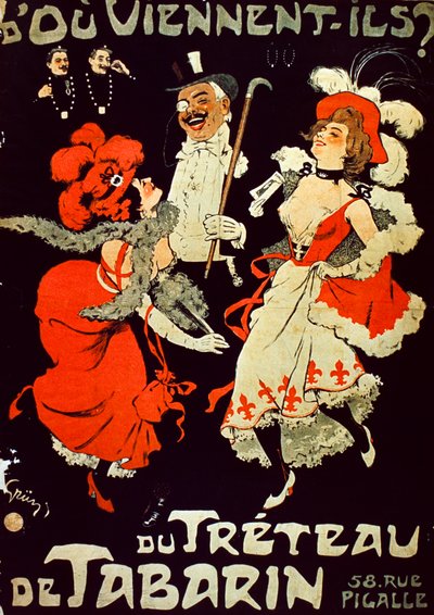 Du Treteau De Tabarin plakat af Jules Alexandre Gruen or Grun