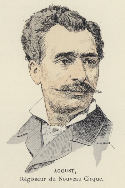 Agoust, leder af New Circus (farve litho) af Jules Arsene (after) Garnier