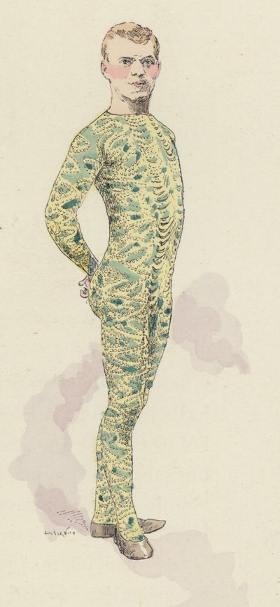 Cirkusgymnast i trikot (farve litho) af Jules Arsene (after) Garnier