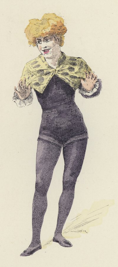 Kvindelig klovn (farve litho) af Jules Arsene (after) Garnier